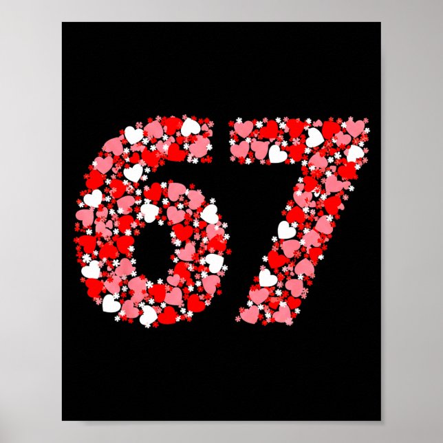 Valentine’s Day 67 Meme With Hearts Funny Six Seve Poster (Framsidan)