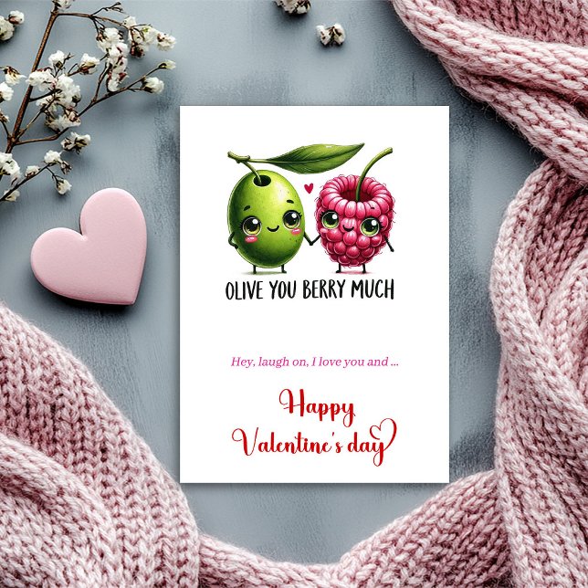 Valentine’s Day Card Funny Quote Cartoon Fruits Julkort (Valentine’s Day Card Funny Quote Cartoon Fruit)