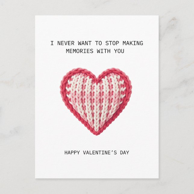 Valentine’s Day Card – Knit Heart Design Vykort (Framsida)