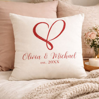 Valentine’s Day Couple Hand Drawn Heart Kudde