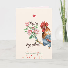 Valentine’s Day Cute Egg-cellent Rooster Card Helgkort