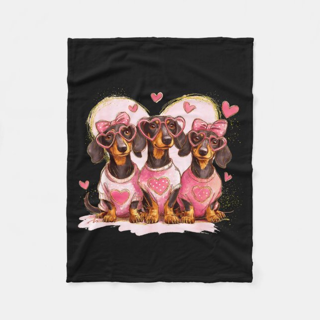 Valentine’s Day Dog Cute Dachshund Dogs For Dog Mo Fleecefilt (Framsidan)