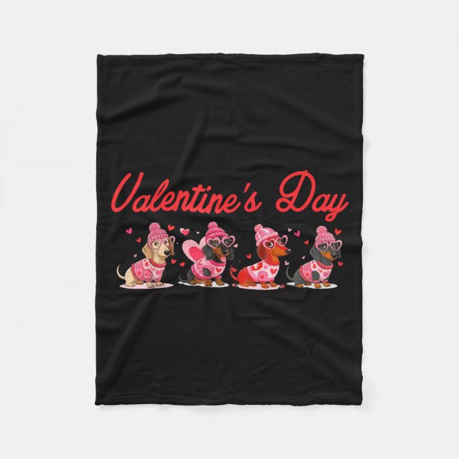 Valentine’s Day Dog Cute Dachshund Dogs For Dog Mo Fleecefilt (Framsidan)