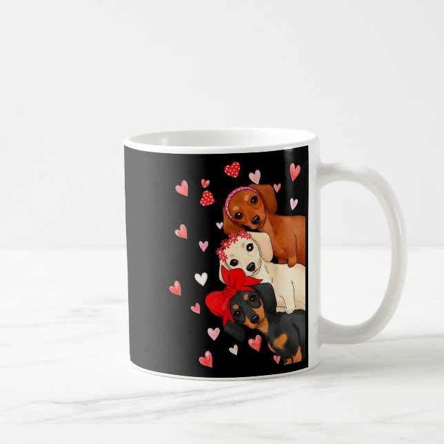 Valentine’s Day Dog Cute Dachshund Dogs For Dog Mo Kaffemugg (Höger)