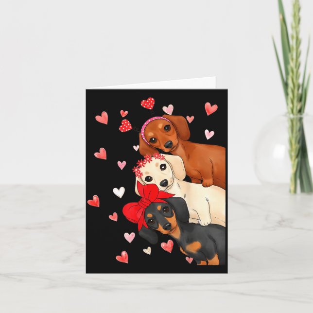 Valentine’s Day Dog Cute Dachshund Dogs For Dog Mo Kort (Framsida)