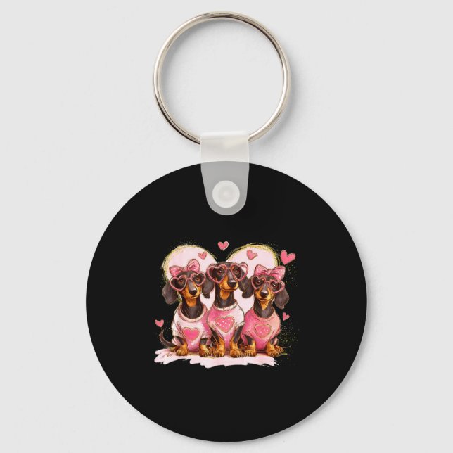 Valentine’s Day Dog Cute Dachshund Dogs For Dog Mo Nyckelring (Framsida)