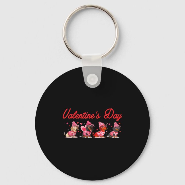 Valentine’s Day Dog Cute Dachshund Dogs For Dog Mo Nyckelring (Framsida)
