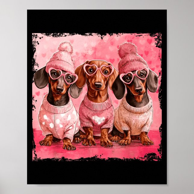 Valentine’s Day Dog Cute Dachshund Dogs For Dog Mo Poster (Framsidan)