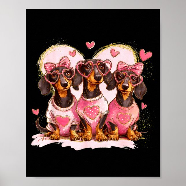 Valentine’s Day Dog Cute Dachshund Dogs For Dog Mo Poster (Framsidan)