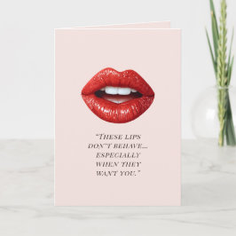 Valentine’s Day Flirty Red Lips Love Card Helgkort