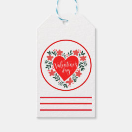 Valentine’s Day Gift Tag Heart Floral Design Presentetikett
