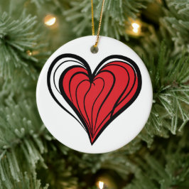 Valentine’s Day Gifts - Red Heart -  Julgransprydnad Keramik