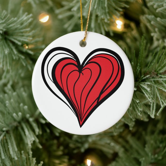 Valentine’s Day Gifts - Red Heart -  Julgransprydnad Keramik (Träd)