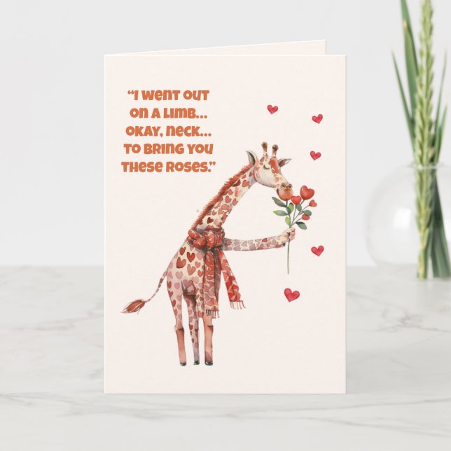 Valentine’s Day Giraffe Couple Card – Cute & Funny Helgkort (Framsida)