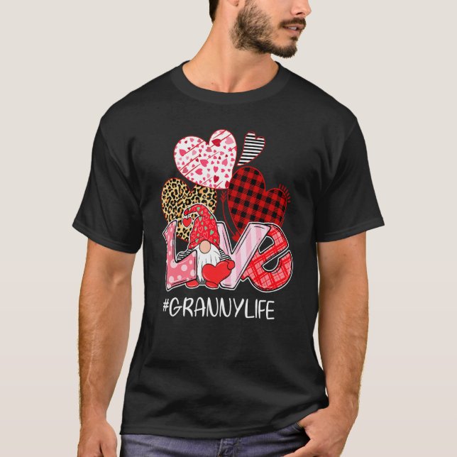 Valentine S Day Gnome Kärlek Granny Life Grandma R T Shirt (Framsida)