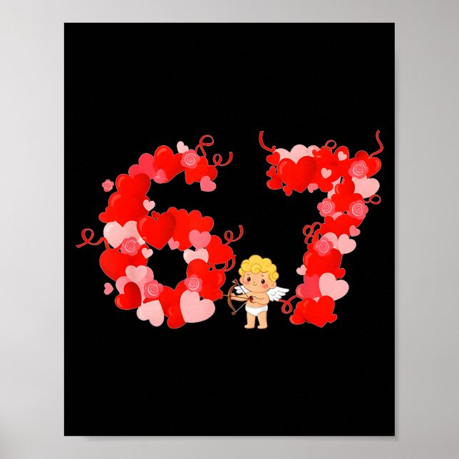 Valentine’s Day Hearts 67 Meme Six Seven 6 7 Cute  Poster (Framsidan)