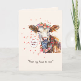 Valentine’s Day I Love Moo Cute Romantic Card Helgkort