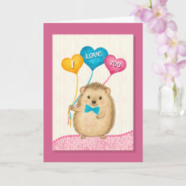 Valentine’s Day I Love You Cute Hedgehog Kort