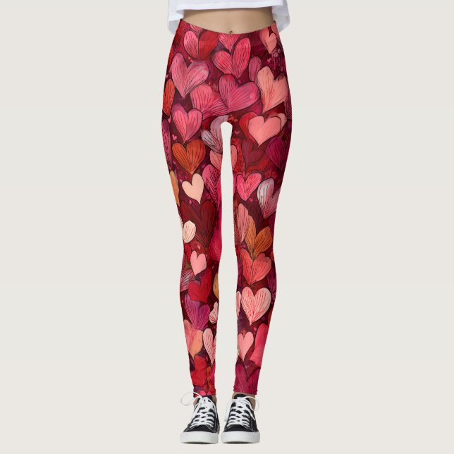 Valentine’s Day Leggings – Romantic Heart Pattern  (Framsida)