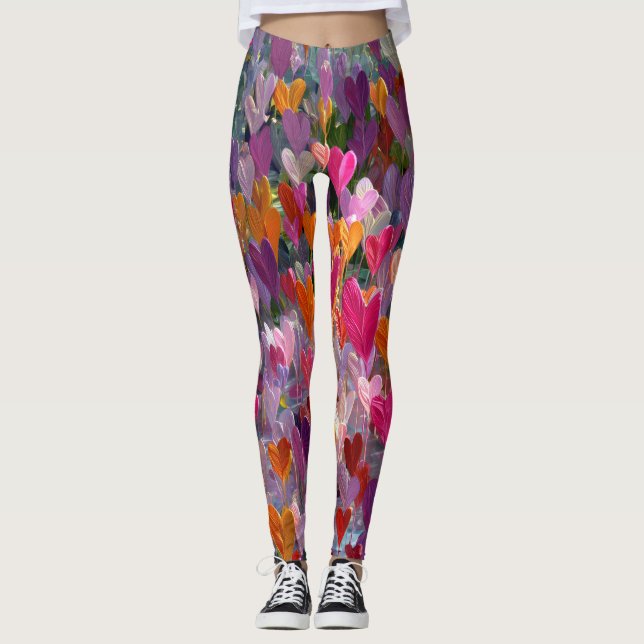 Valentine’s Day Leggings – Romantic Heart Pattern  (Framsida)