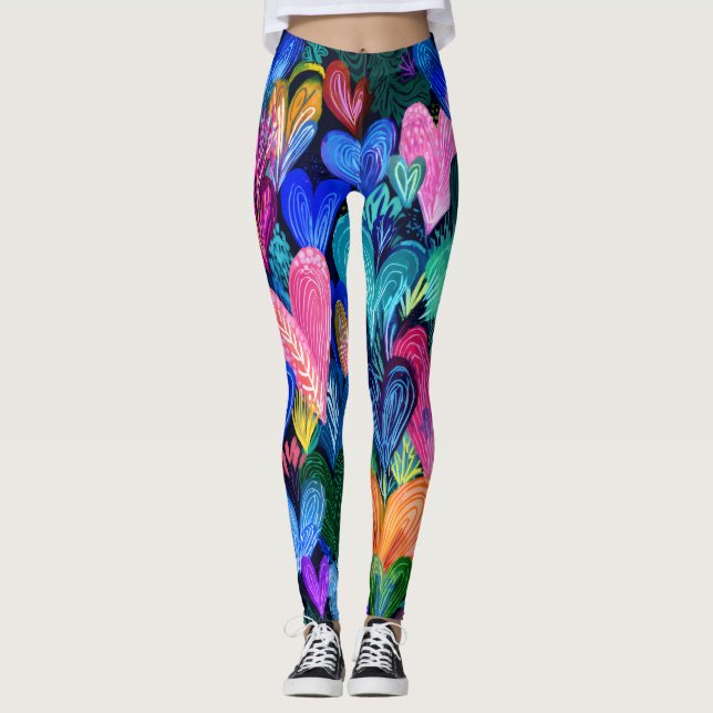 Valentine’s Day Leggings – Romantic Heart Pattern  (Framsida)