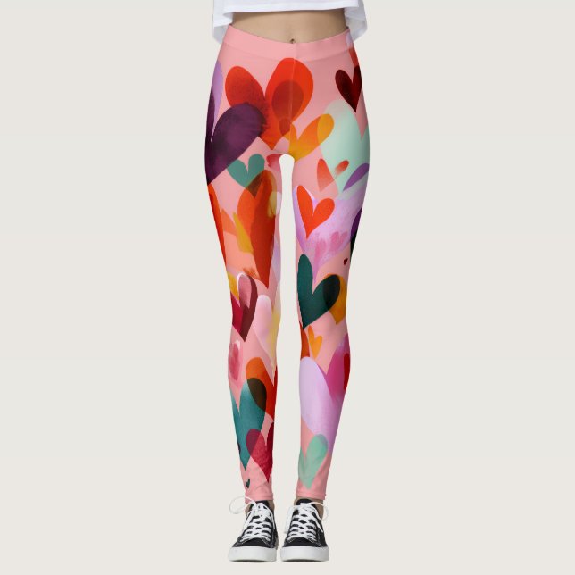 Valentine’s Day Leggings – Romantic Heart Pattern  (Framsida)