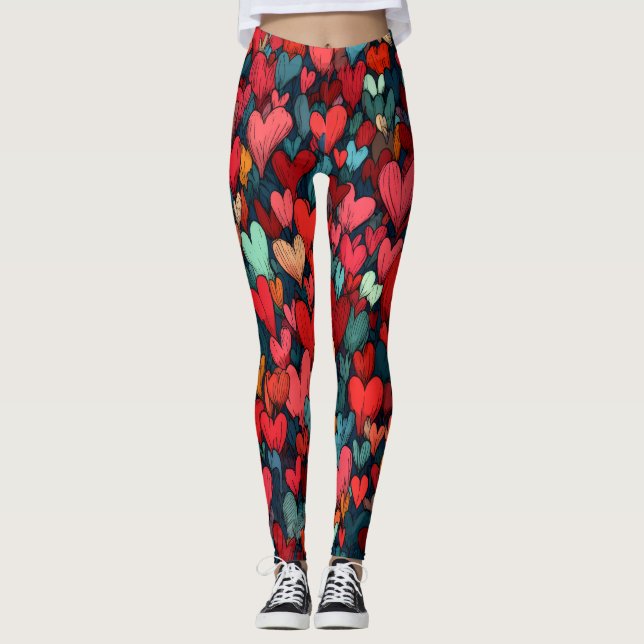 Valentine’s Day Leggings – Romantic Heart Pattern  (Framsida)
