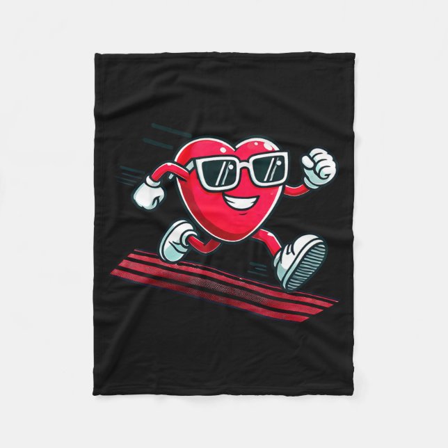 Valentine’s Day Love Heart Runner Track Running  Fleecefilt (Framsidan)