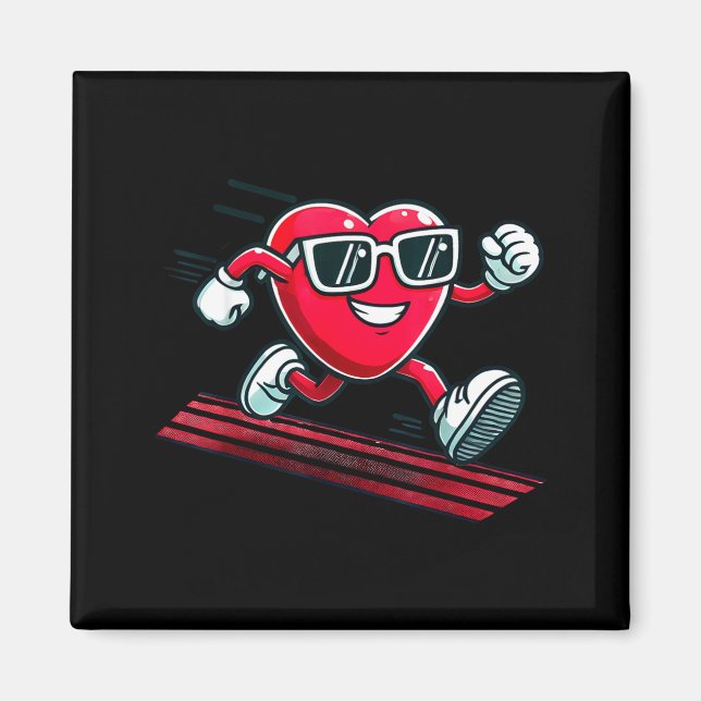 Valentine’s Day Love Heart Runner Track Running  Magnet (Framsidan)