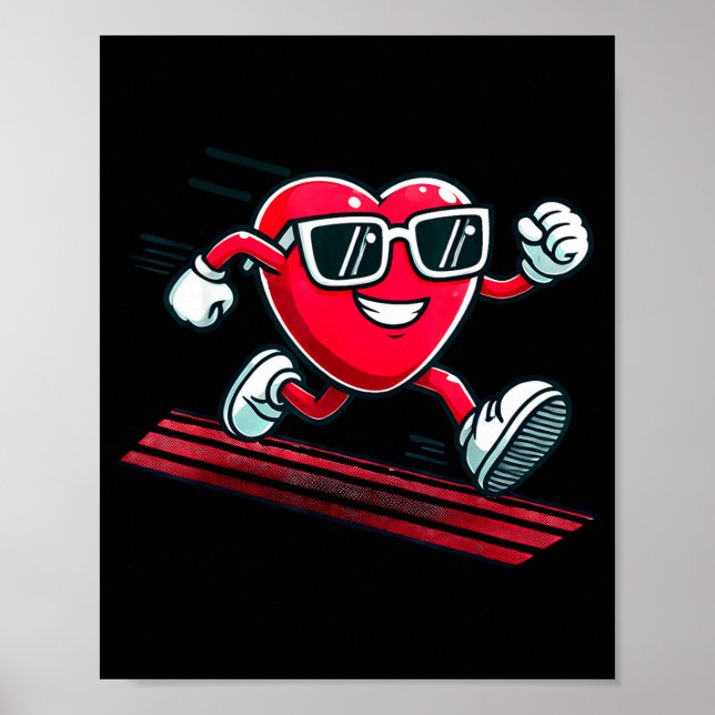Valentine’s Day Love Heart Runner Track Running  Poster (Framsidan)