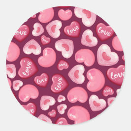 Valentine’s Day Love Hearts. Sweet and Glossy Hea Runt Klistermärke