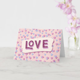 Valentine’s Day Love Pink and Blue Hearts Kort
