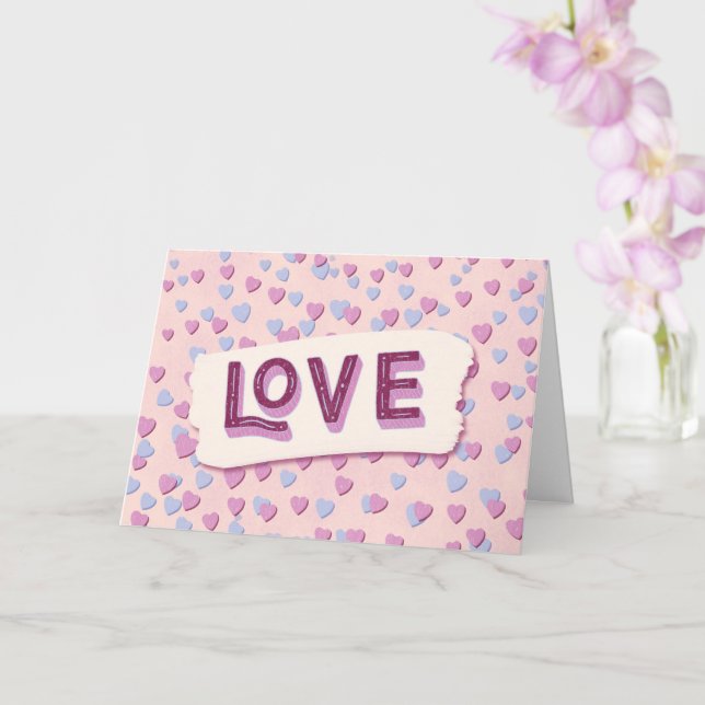 Valentine’s Day Love Pink and Blue Hearts Kort (Orkide)