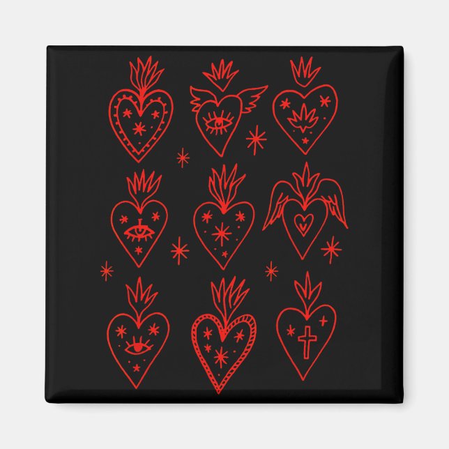 Valentine’s Day Mexican Milagro Gothic Goth Sacred Magnet (Framsidan)