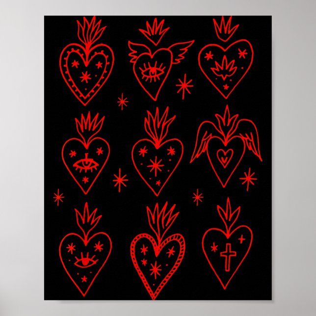 Valentine’s Day Mexican Milagro Gothic Goth Sacred Poster (Framsidan)
