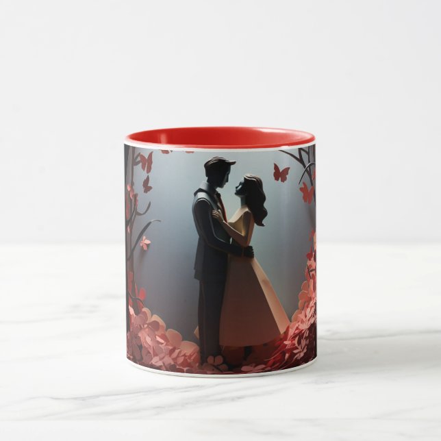  Valentine’s Day Romantic Couple Silhouette love  Mugg (Center)