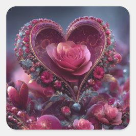 Valentine’s Day Stickers | Cute, Romantic Fyrkantigt Klistermärke