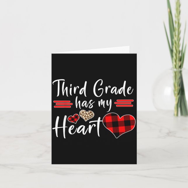 Valentine’s Day Third Grade Has My Heart Plaid Tea Kort (Framsida)