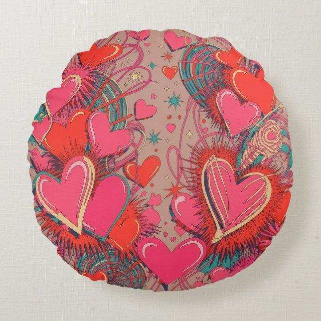 Valentine’s Day Throw Pillow Collection | Romantic Rund Kudde (Framsidan)