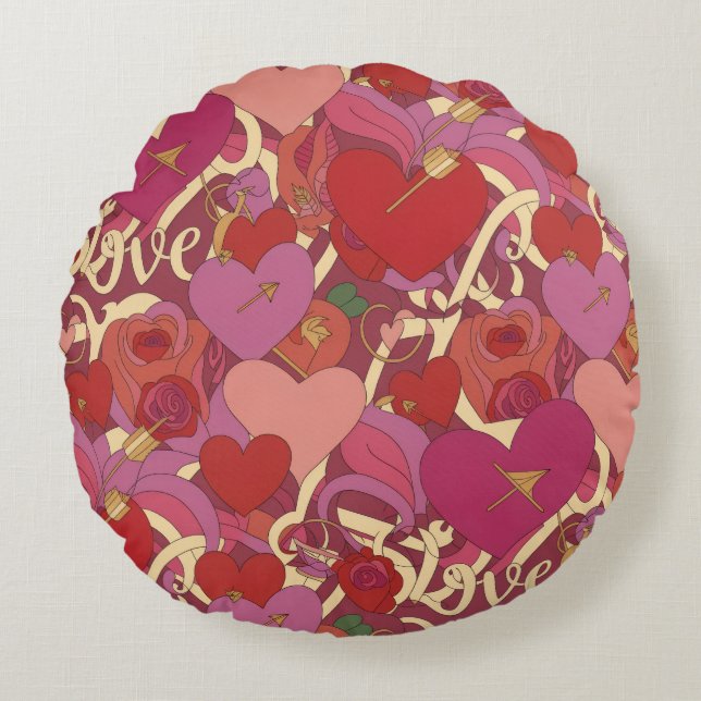 Valentine’s Day Throw Pillow Collection | Romantic Rund Kudde (Framsidan)