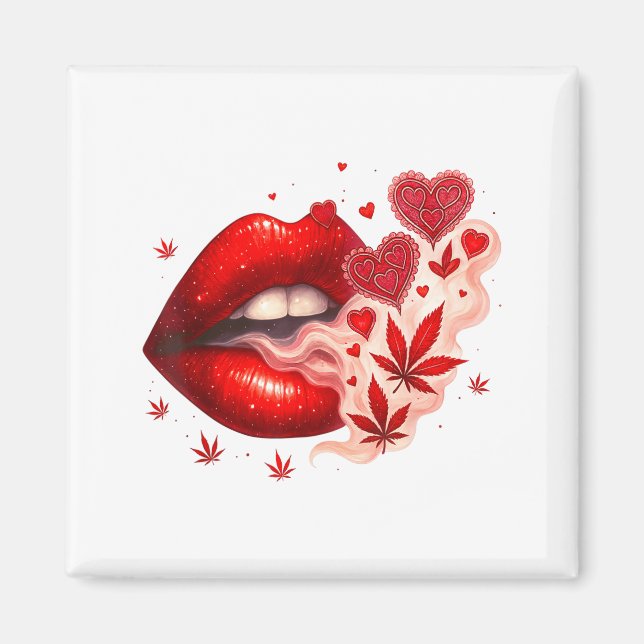 Valentine’s Day Weed Lover Stoner Babe  Magnet (Framsidan)