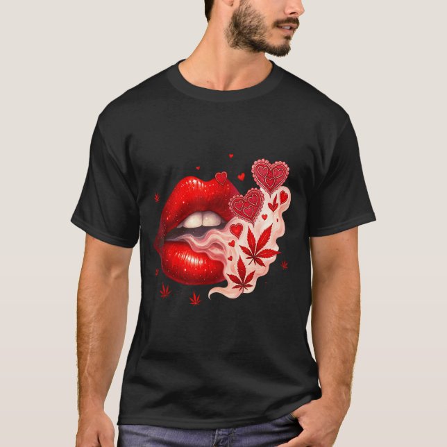 Valentine’s Day Weed Lover Stoner Babe  T Shirt (Framsida)