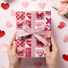 Valentine’s Day Wrapping Paper Pink & Red Elements Presentpapper