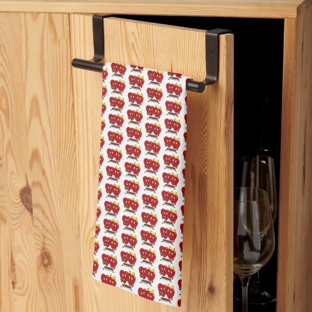 Valentine' s Kitchen Hand Towel Couple Red Hearts Kökshandduk (Thirds Fold)