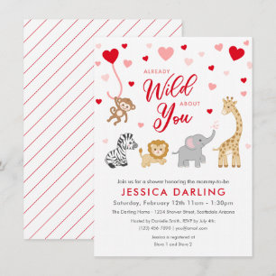Valentine Safari Baby Shower Theme Inbjudningar