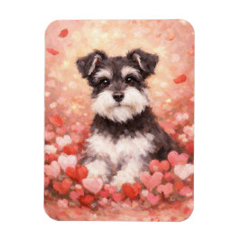 Valentine Schnauzer med hjärtan flexibel Magnet