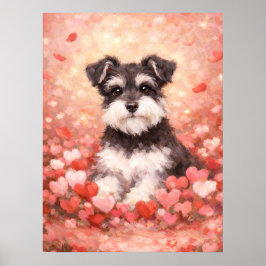Valentine Schnauzer med Hjärtan Poster