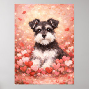Valentine Schnauzer med Hjärtan Poster