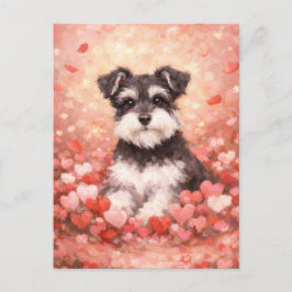 Valentine Schnauzer with Hearts Vykort