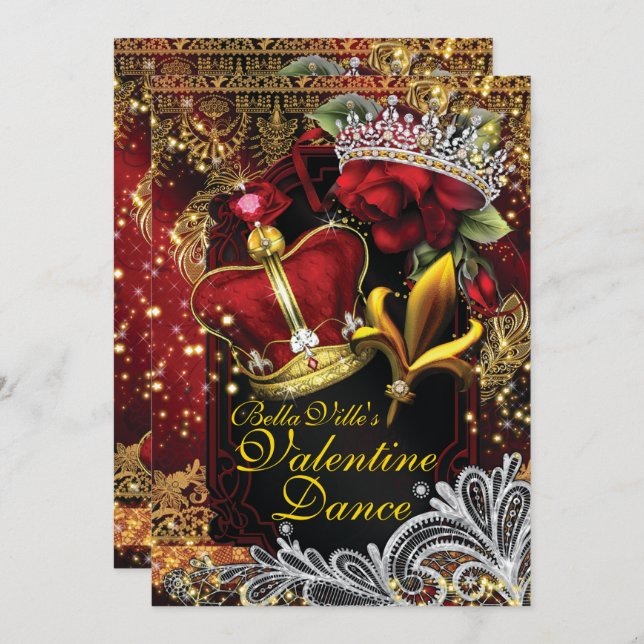 Valentine School Homecoming Prom Dance Inbjudningar (Fram/baksida)